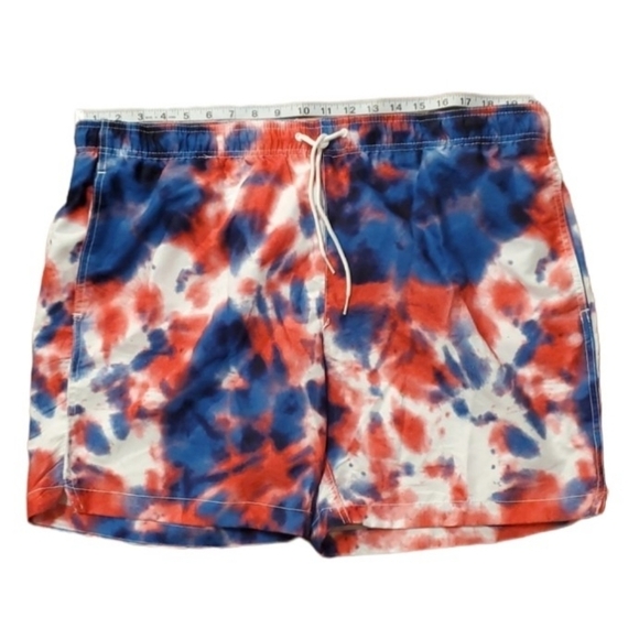 Walnut & 39th Mens Swim Trunks Size Large Red White Blue Tie-dye Swim - Picture 1 of 7